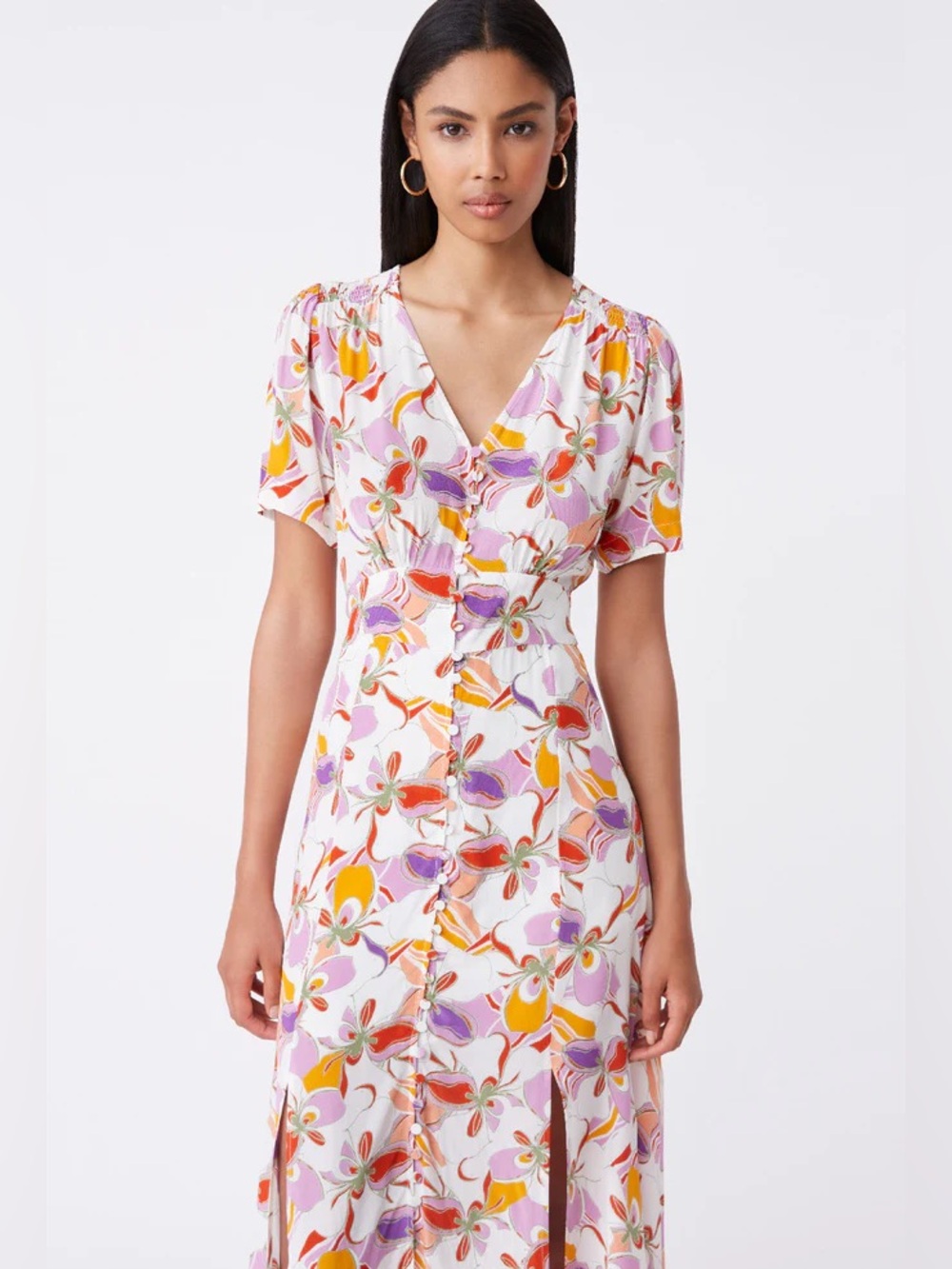 Suncoo Paris Caitlin Floral Print Midi Dress - Picture 2 of 9